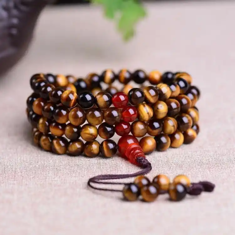 Bracelet Mala 108 perles oeil de tigre
