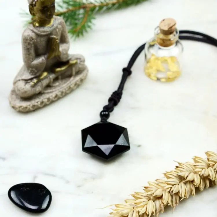 Talisman Hexagonal en Obsidienne