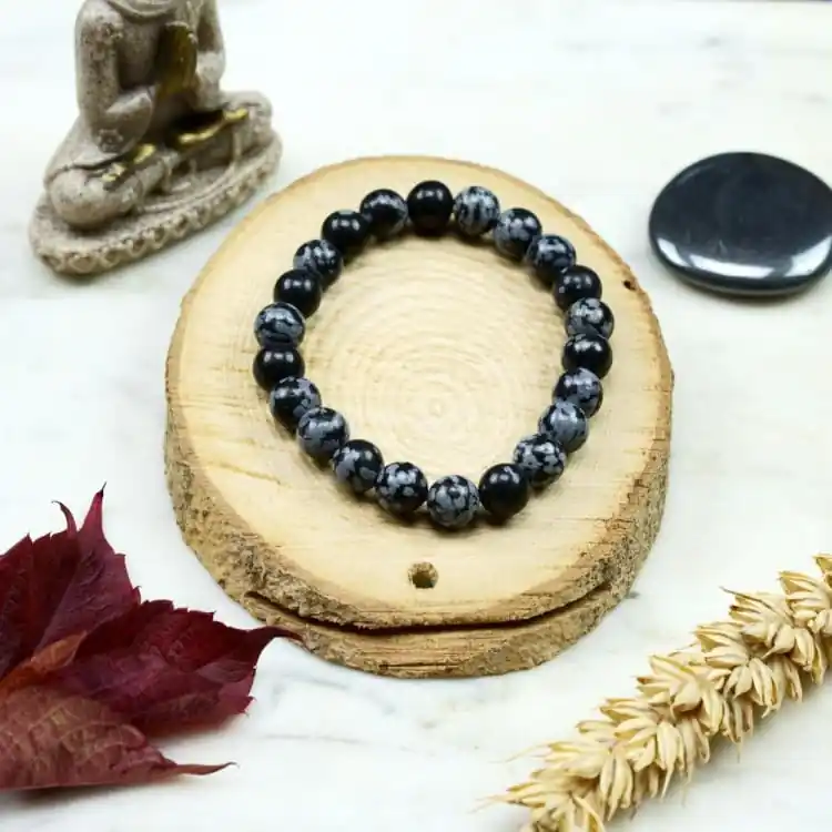 Bracelet en Jaspe Feuille d'Argent