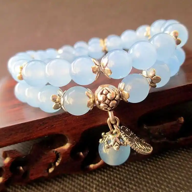 Bracelet en perles de Fluorite bleu