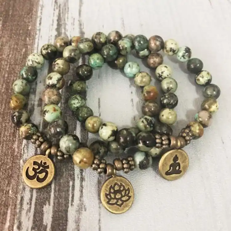 Bracelet Bouddha en Turquoise Africaine