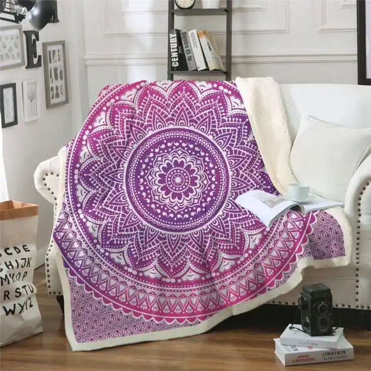 Plaid douillet en polaire " The Peaceful Mandala"