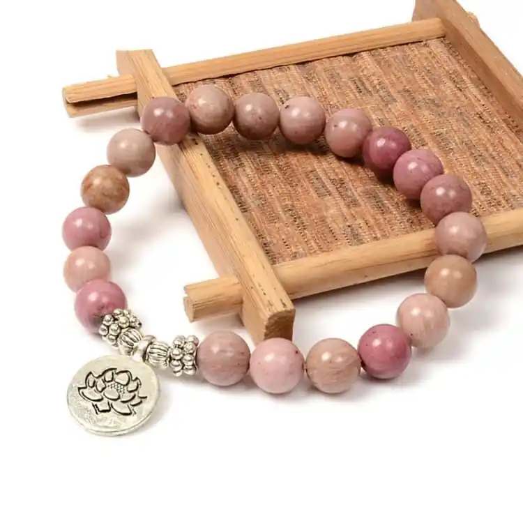 Bracelet du Lotus en Rhodochrosite