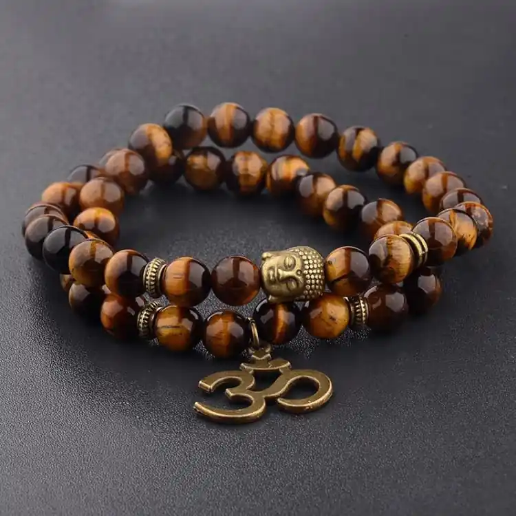 Bracelet Bouddha en Œil de Tigre ou Howlite
