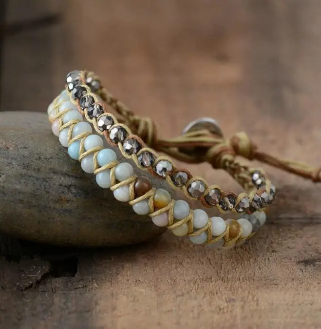 Bracelet en perles tressé d'Amazonite