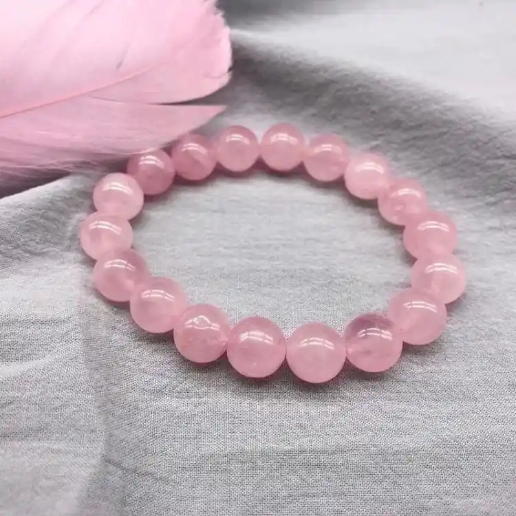 Bracelet en perles de Quartz Rose