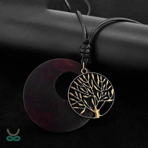 Collier de l'Arbre de Vie en Bois Naturel