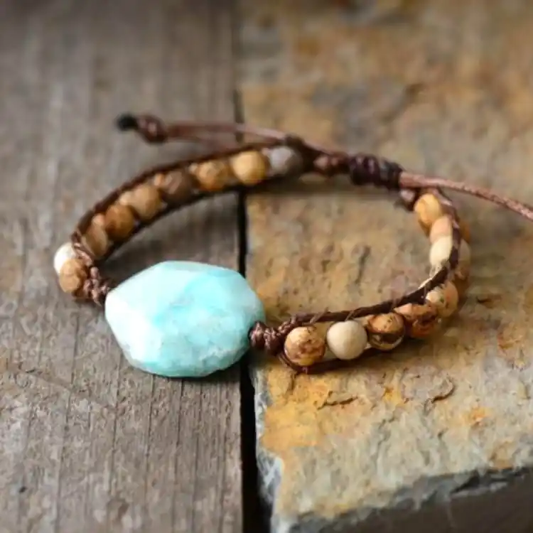 Bracelet nuage en amazonite et jaspe