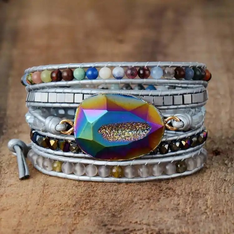 Bracelet de bonheur en quartz arc-en-ciel