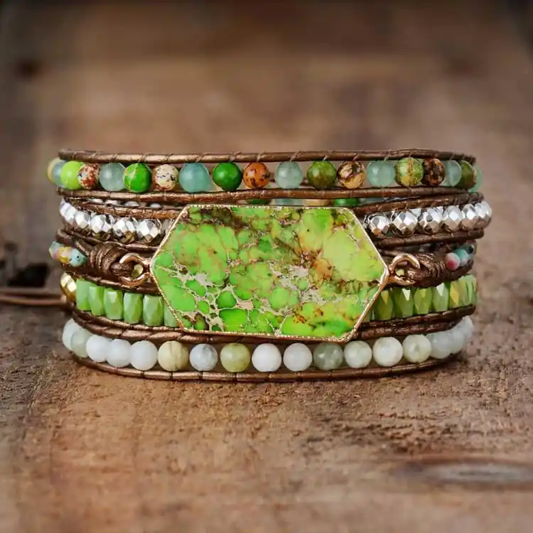 Bracelet apaisant en 3 pierres vertes