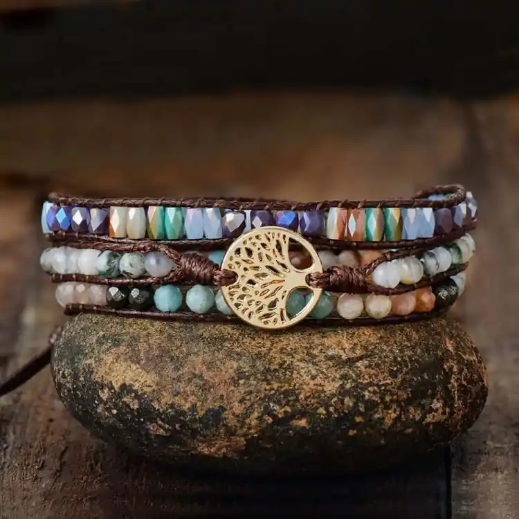 Bracelet arbre de vie en pierre mixte