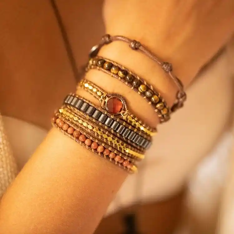 Bracelet de la vitalité profonde en Hématite et Oeil de Tigre