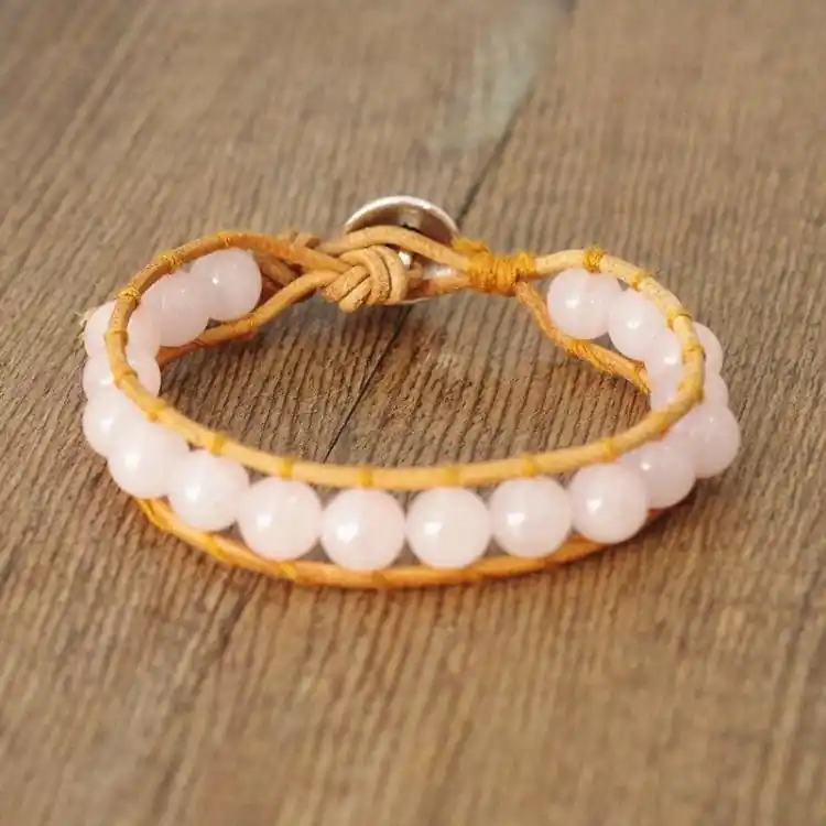 Bracelet ajustable en Quartz rose