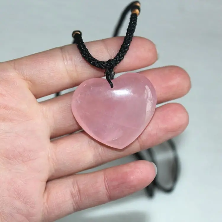 Collier Coeur de Quartz Rose
