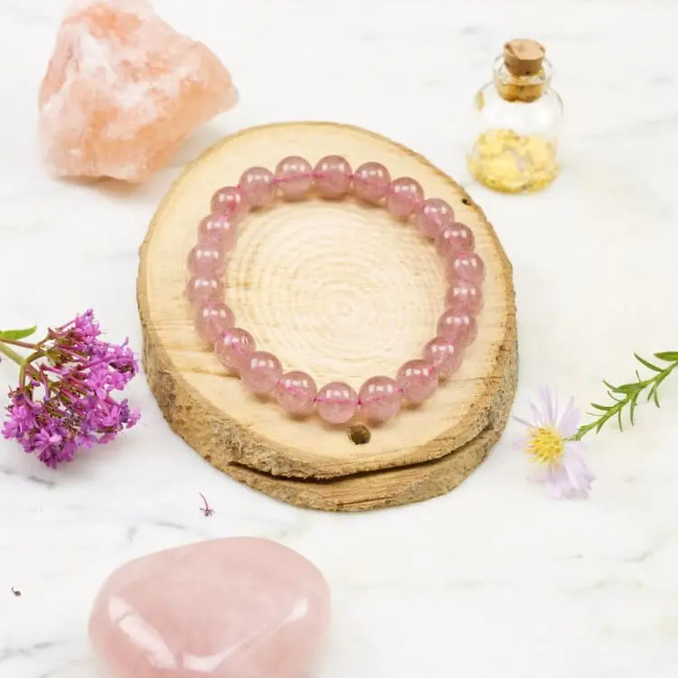 Bracelet Amour de Soi en Quartz Fraise