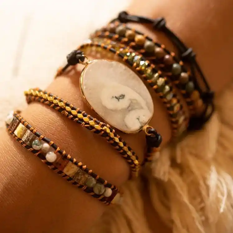 Bracelet clair de lune en agate blanche