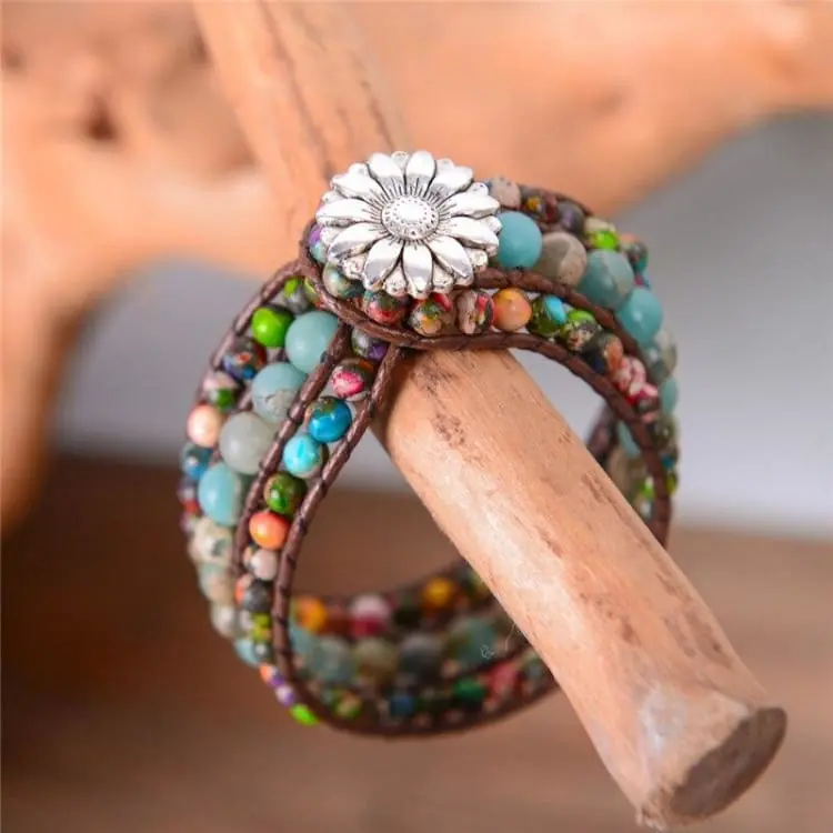 Bracelet enveloppant marguerite