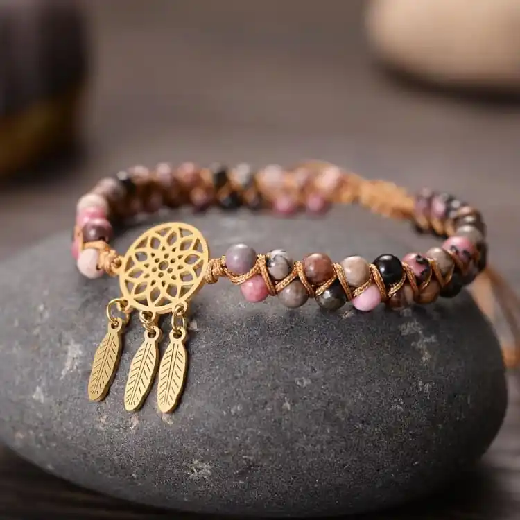 Bracelet «Capteur de rêves‎» en Rhodonite