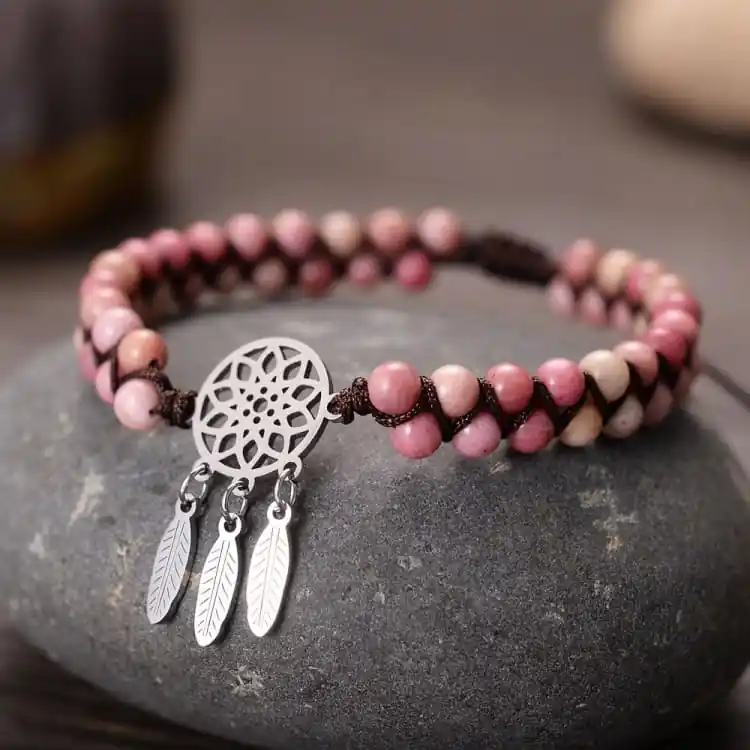 Bracelet «Capteur de rêves‎» en Rhodochrosite