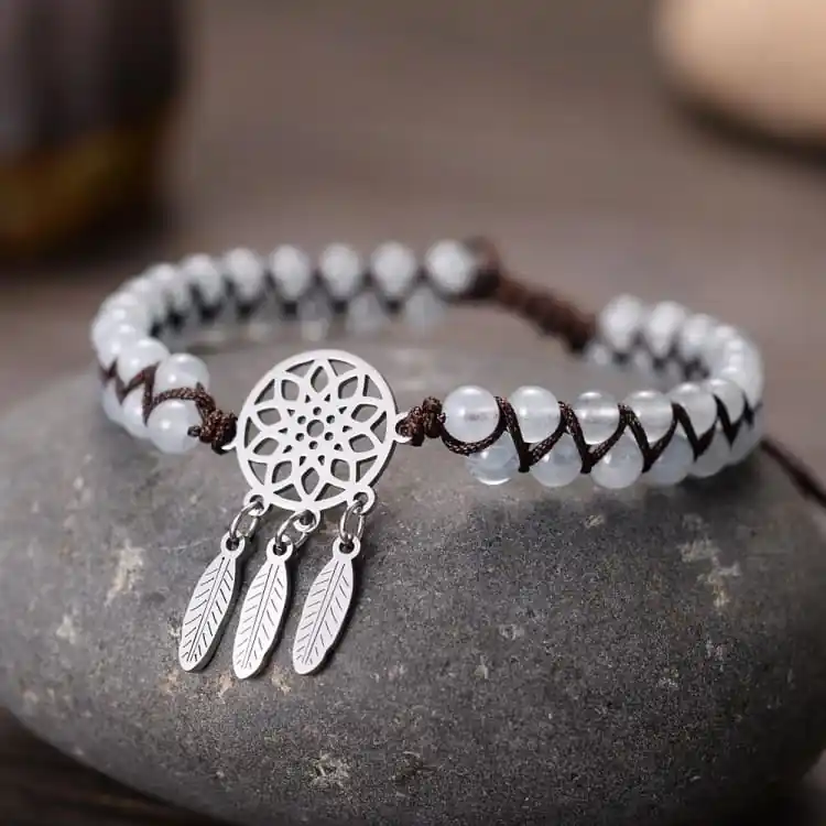 Bracelet «Capteur de rêves‎» en Cristal de Roche