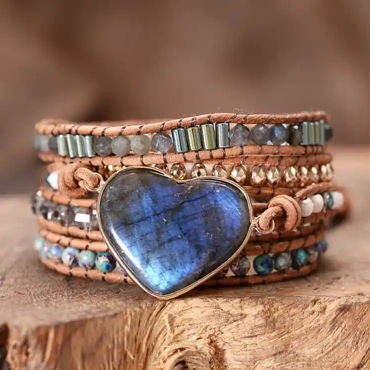Bracelet Enveloppant "Coeur de Labradorite"