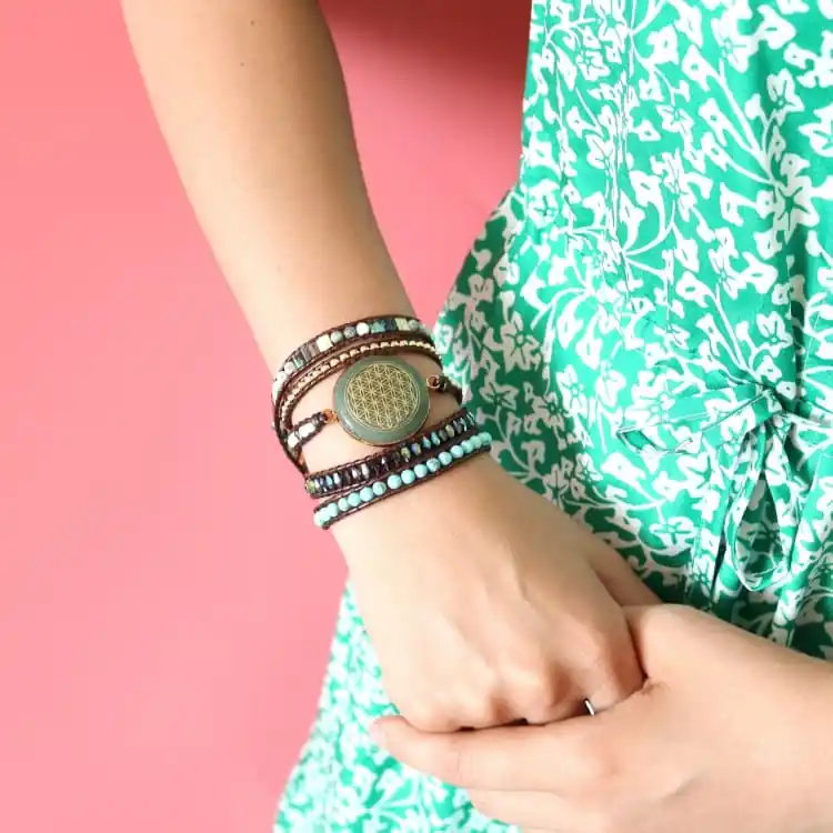 Bracelet «Fleur de Vie» en Aventurine