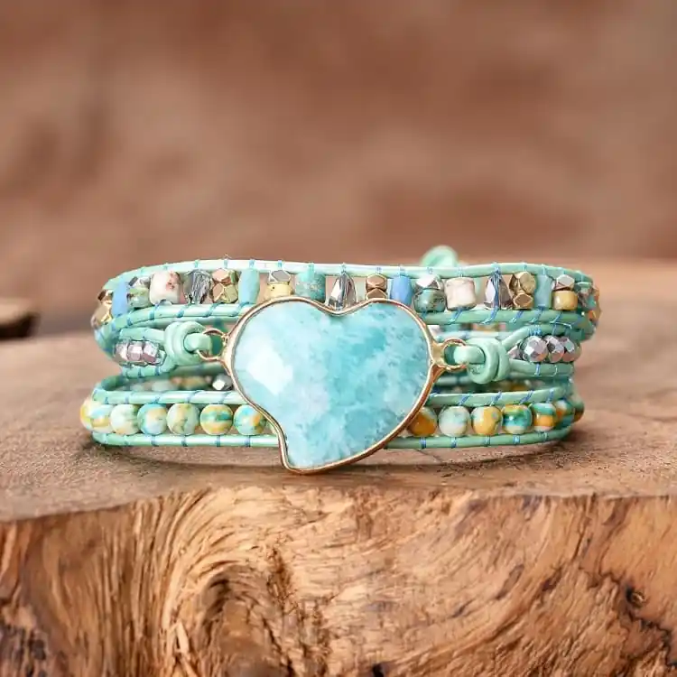 Bracelet Coeur en Amazonite
