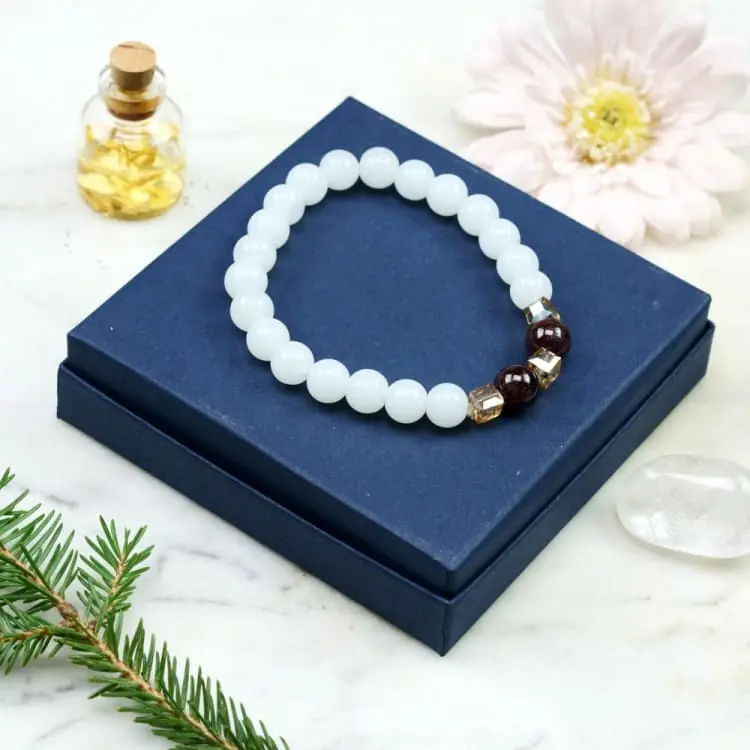 Bracelet en jade blanc "joie et harmonie"
