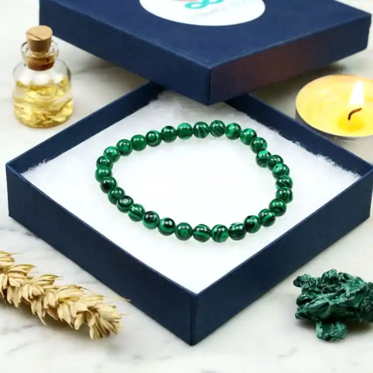 Bracelet fine perle en malachite