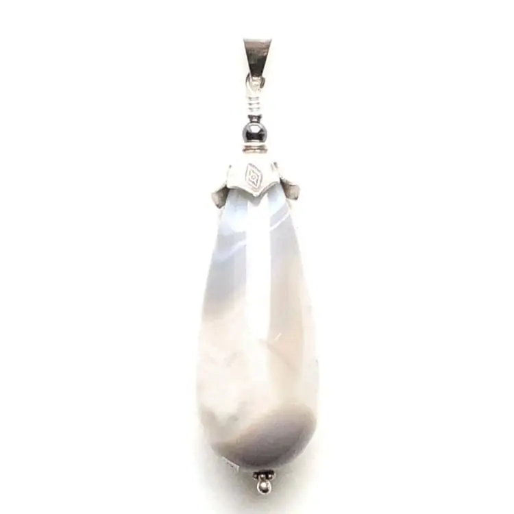 Pendentif en Agate, Quartz et Argent
