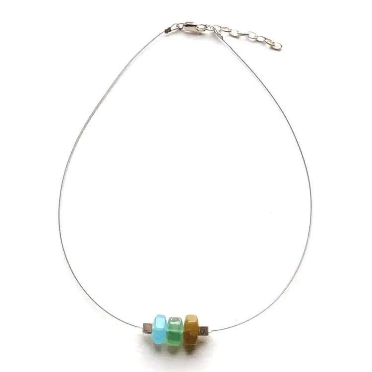 Collier en Aigue-Marine, Béryl et Argent