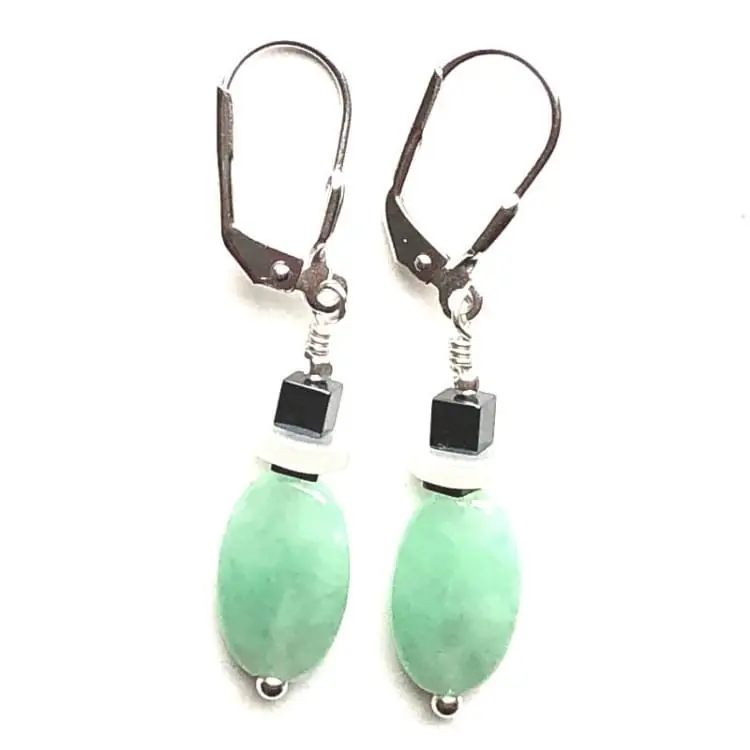 Boucles d’oreilles en Jade jadéite vert céladon