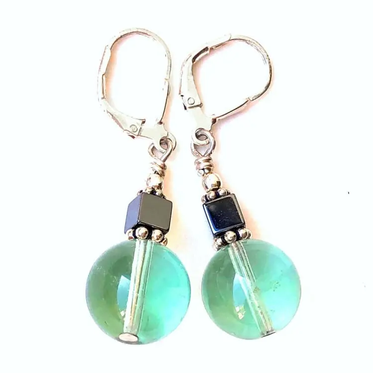 Boucles d’oreilles en Fluorite et Argent
