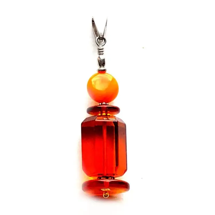 Pendentif Ambre 2 couleurs et Argent