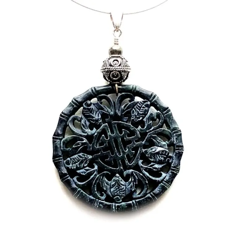 Pendentif Serpentine noire et Argent