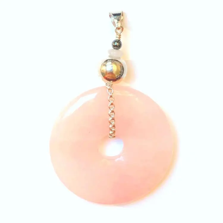 Pendentif en Quartz rose et Argent