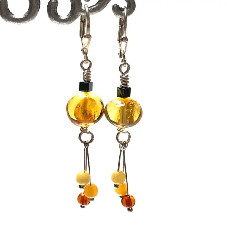 Boucles d’oreilles en Ambre et Argent