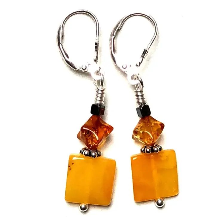 Boucles d’oreilles en Ambre et Argent
