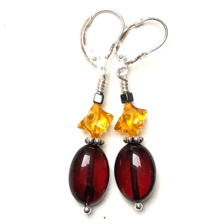 Boucles d’oreilles en Ambre et Argent