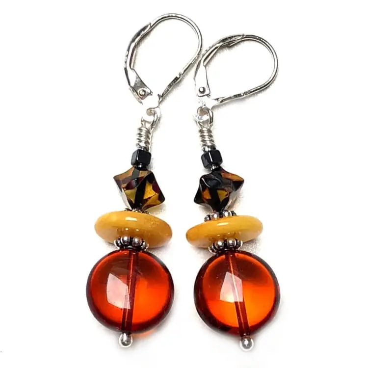 Boucles d’oreilles en Ambre et Argent