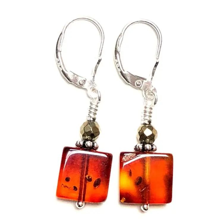 Boucles d’oreilles en Ambre et Argent