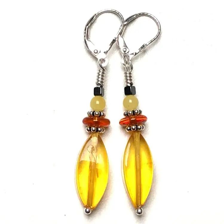 Boucles d’oreilles en Ambre et Argent