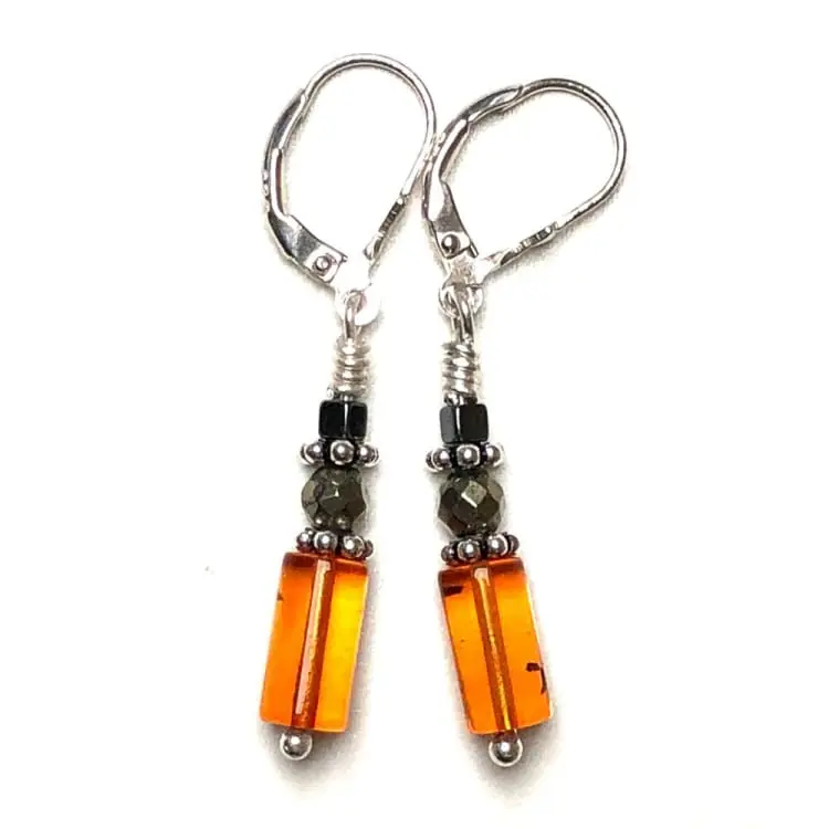 Boucles d’oreilles en Ambre et Argent