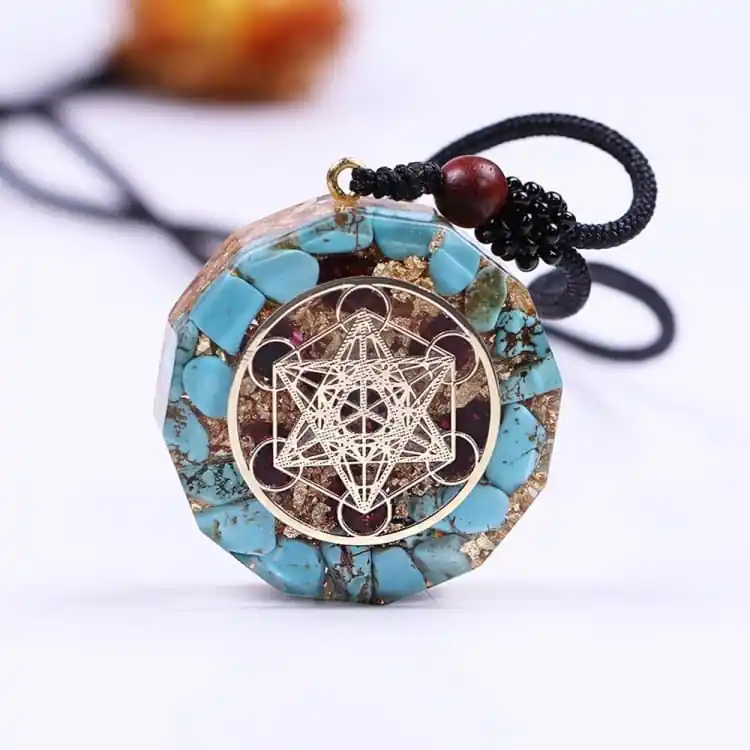 Collier Orgonite 'Régénération du Corp' en turquoise