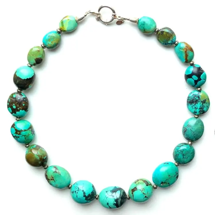 Collier en Turquoise, Pyrite et Argent