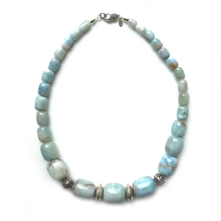 Collier en Aigue-Marine et Argent