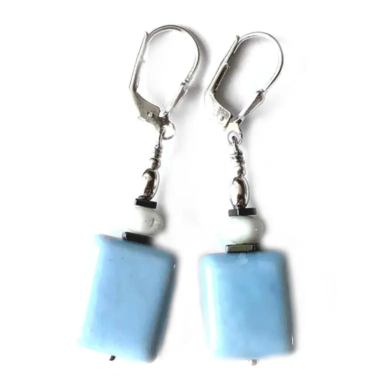 Boucles en d’oreilles Opale bleu et Argent