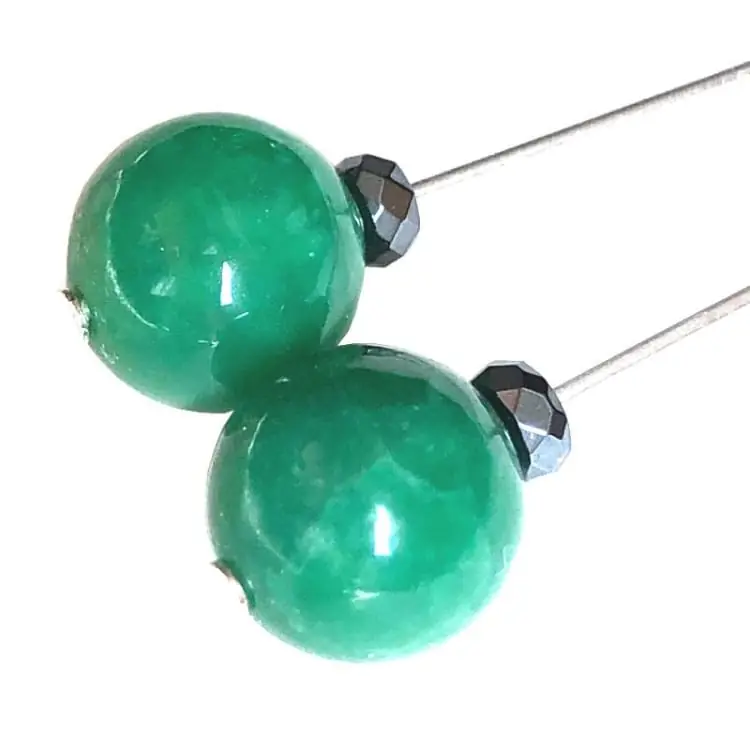 Boucles d'oreilles en Chrysoprase et Argent