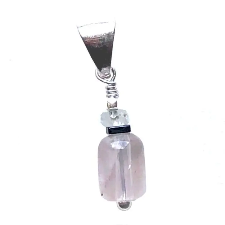 Pendentif en Quartz rose et Argent