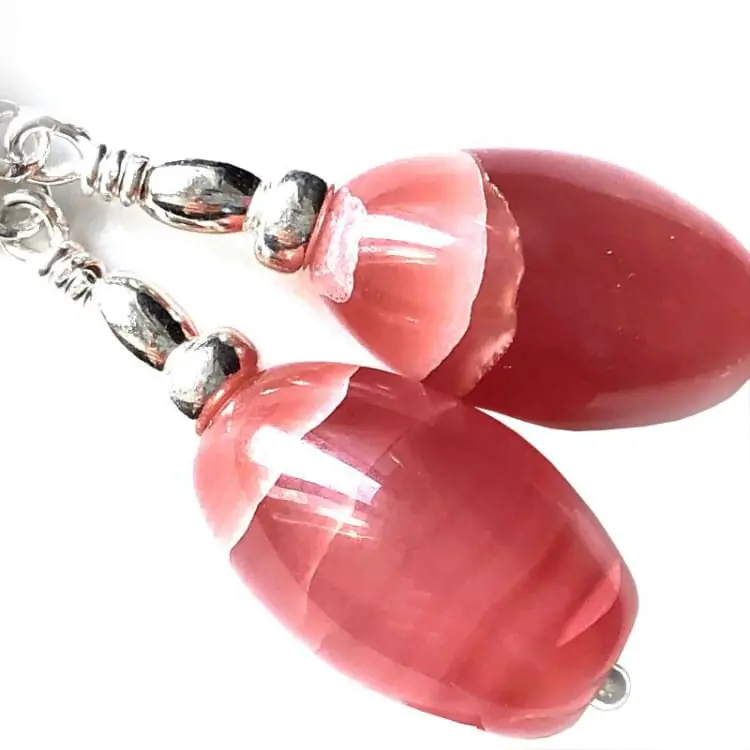 Boucles d'oreilles en Rhodochrosite et Argent